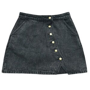 Honey Belle Black Denim Button Up Skirt